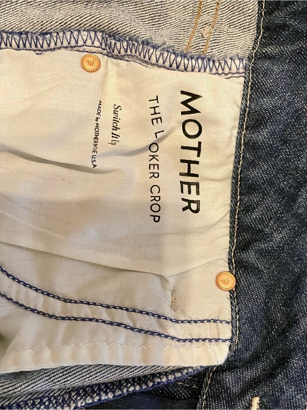 MOTHER The Looker Crop High-Rise Dark Indigo Ankle Skinny Jeans size 26 - Picture 4 of 6